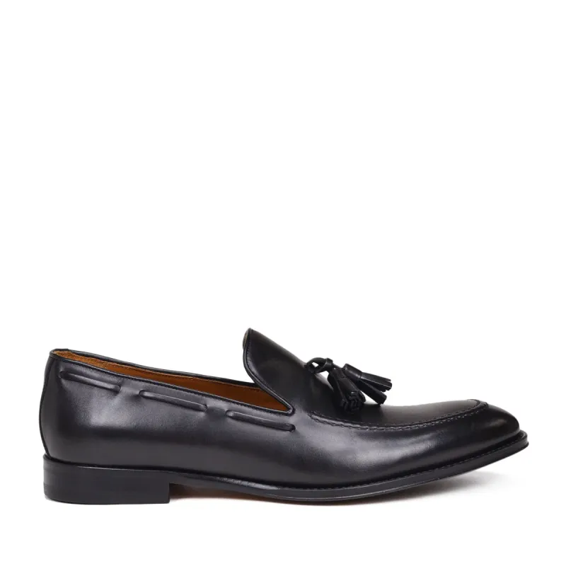 Fabiolo Slip-On Tassel Loafer - Black Leather sold by Bruno Magli