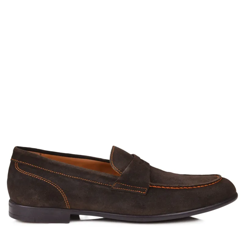 Silas Suede Loafer - Dark Brown Suede sold by Bruno Magli