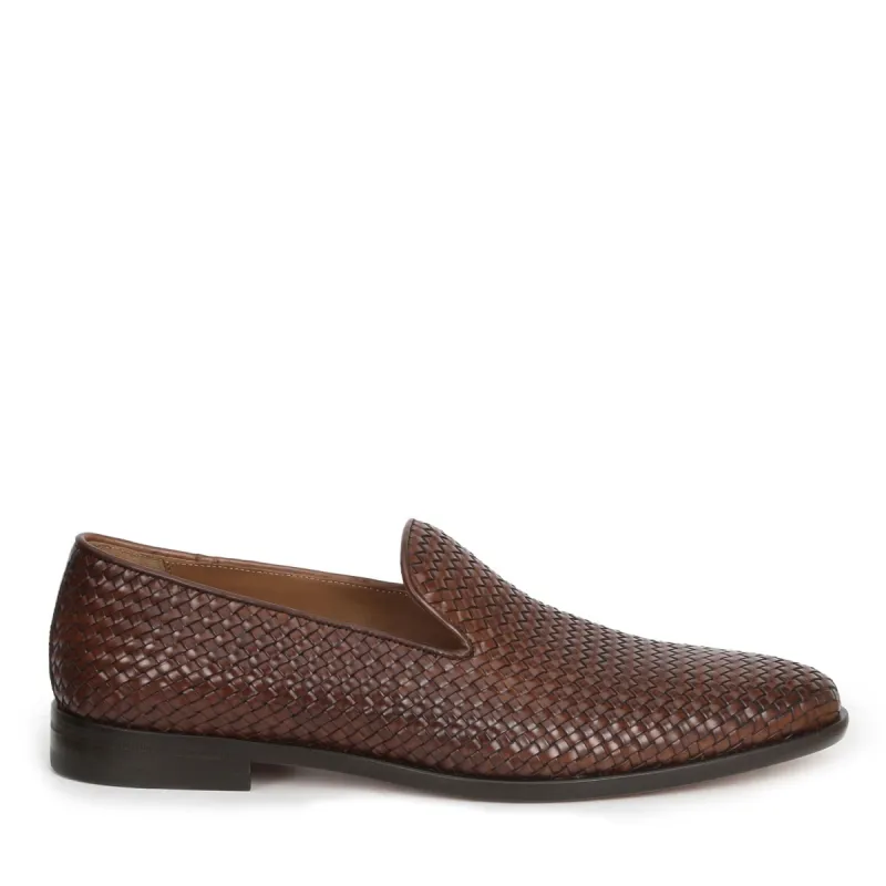 Picasso Woven Leather Slip-On - Cognac Woven Leather sold by Bruno Magli