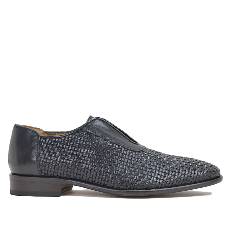 Willis Slip-on - Navy Woven Leather made by Bruno Magli