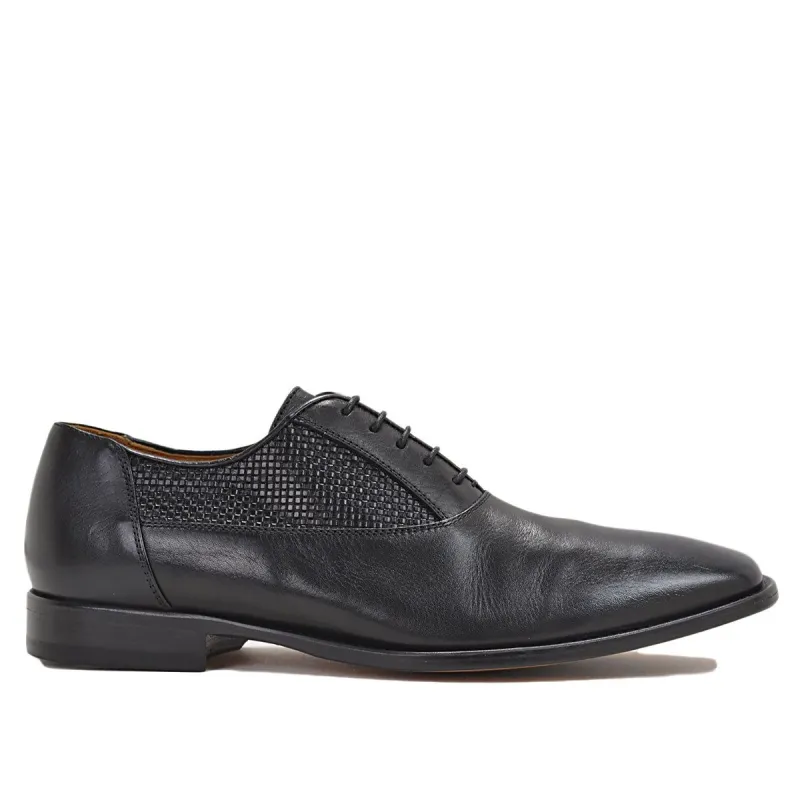 Tomaso Dress Oxford - Black Woven Leather sold by Bruno Magli