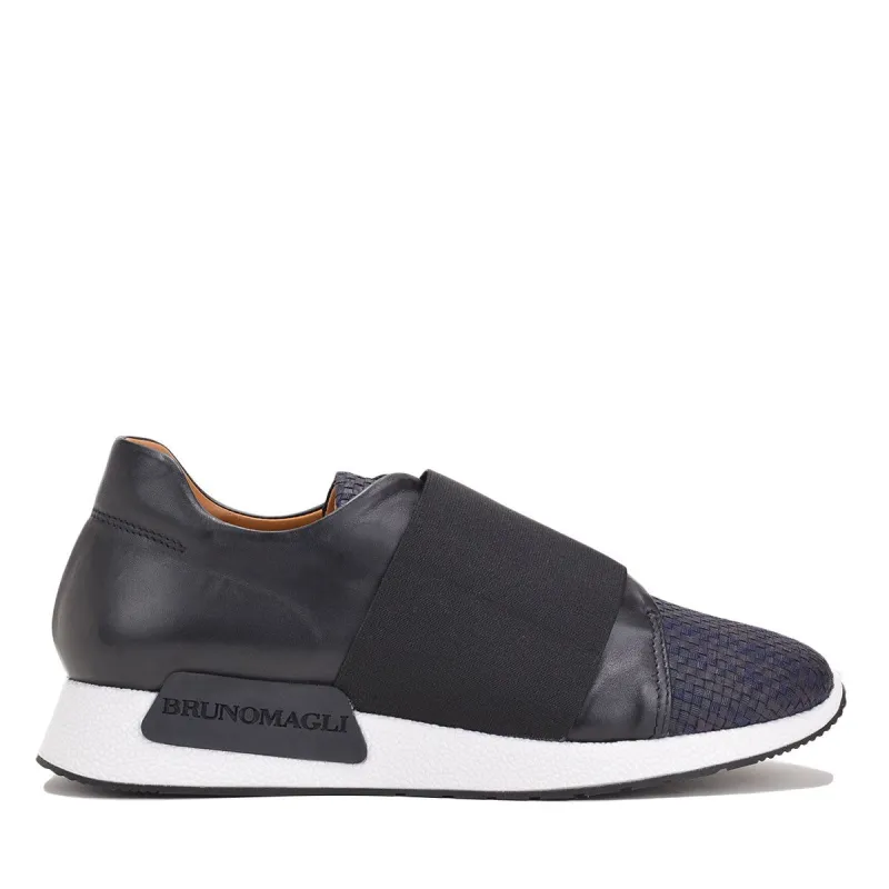Dado Woven Sneaker - Navy Woven Textile/Leather sold by Bruno Magli
