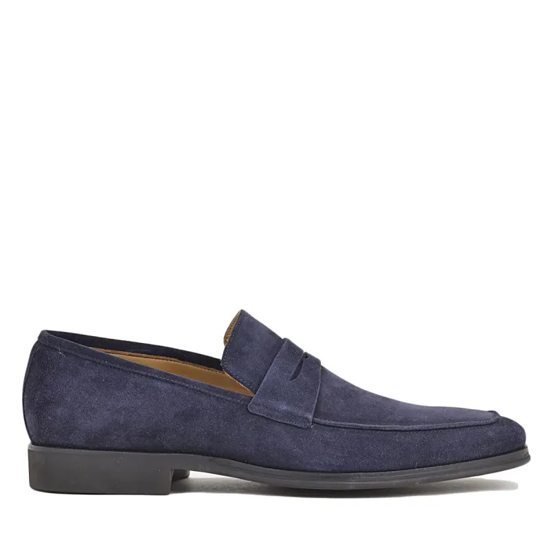 Ragusa Suede Penny Loafer - Blue Suede sold by Bruno Magli