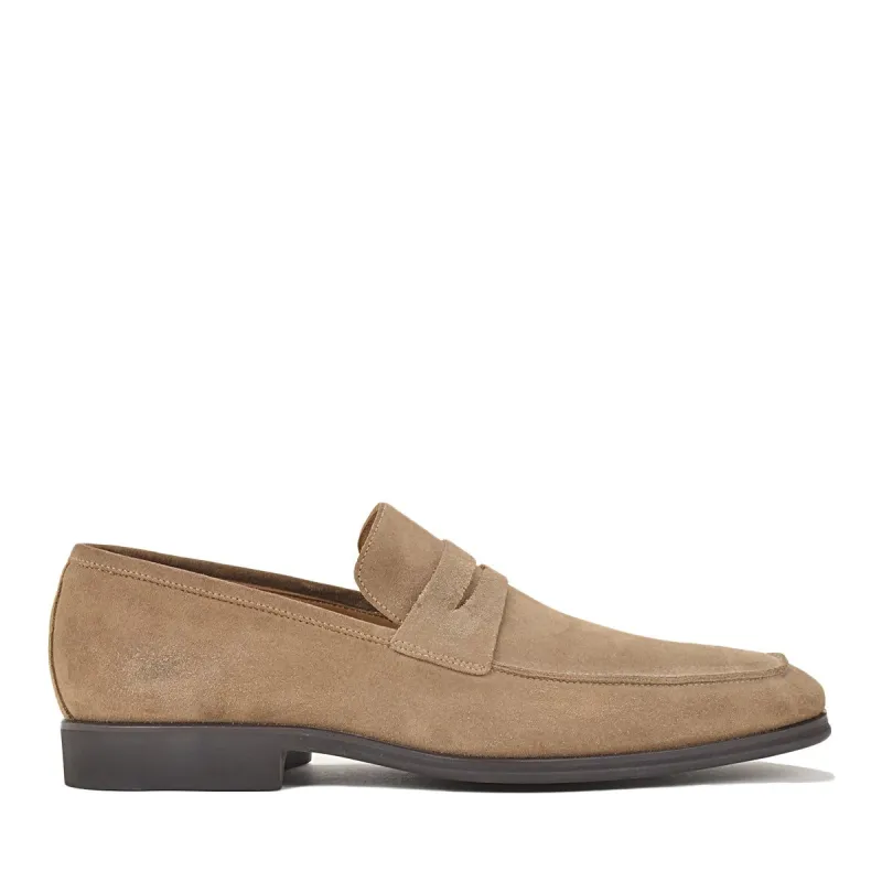 Ragusa Suede Penny Loafer - Sand Suede sold by Bruno Magli