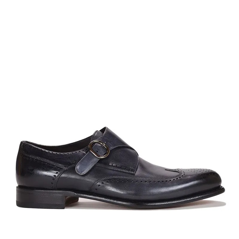 Collezione Adalardo Monk-Strap - Dark Grey Leather sold by Bruno Magli