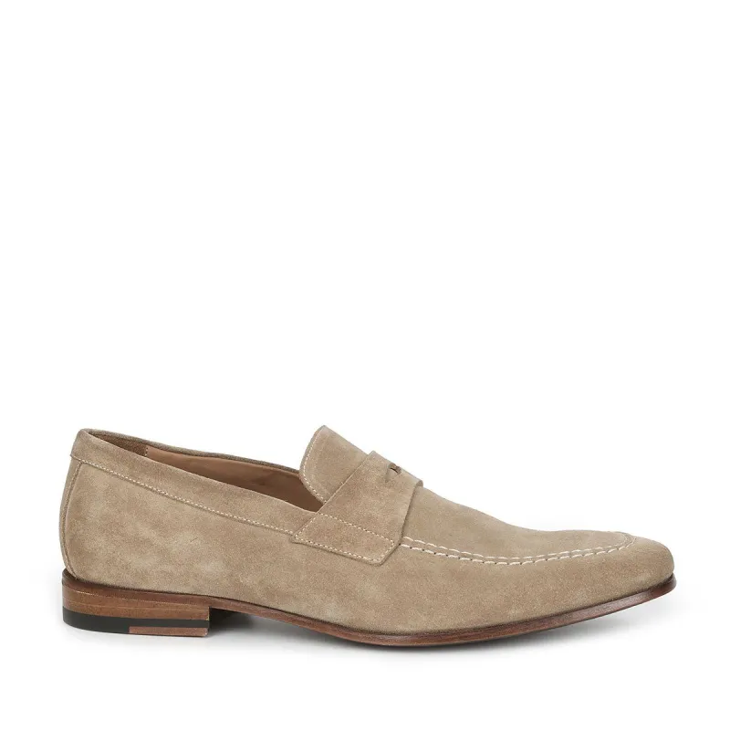 Medordo Suede Penny Loafer - Sand Suede sold by Bruno Magli
