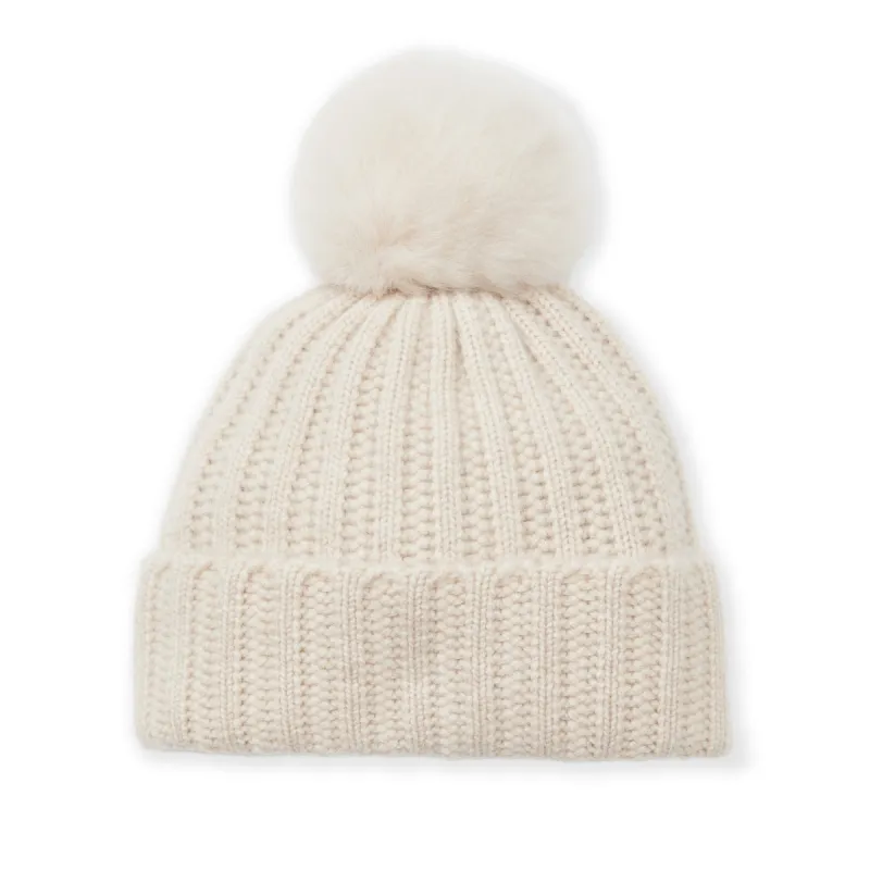 Women's LADDERSTITCH HAT W/ SHEARLING POM Oat sold by Bruno Magli