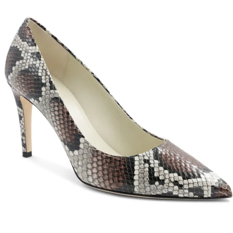 Telma Leather Pointed Toe Pump - Roccia/Tan Snake sold by Bruno Magli