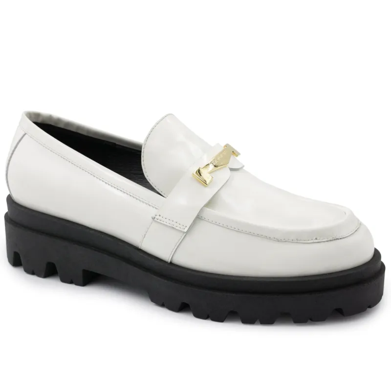 Lapo Polished Leather Modern Loafer - Off White sold by Bruno Magli