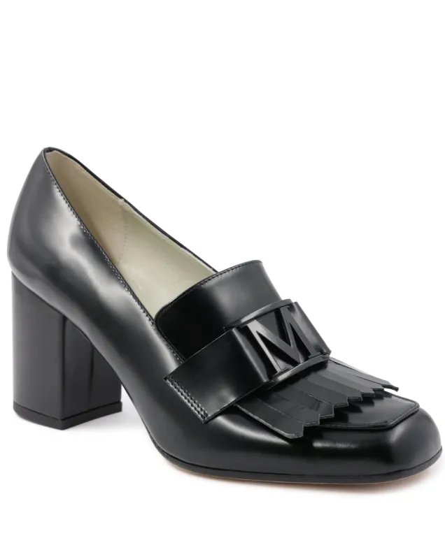 Brianne Chunky Heel Leather Loafer - Black sold by Bruno Magli