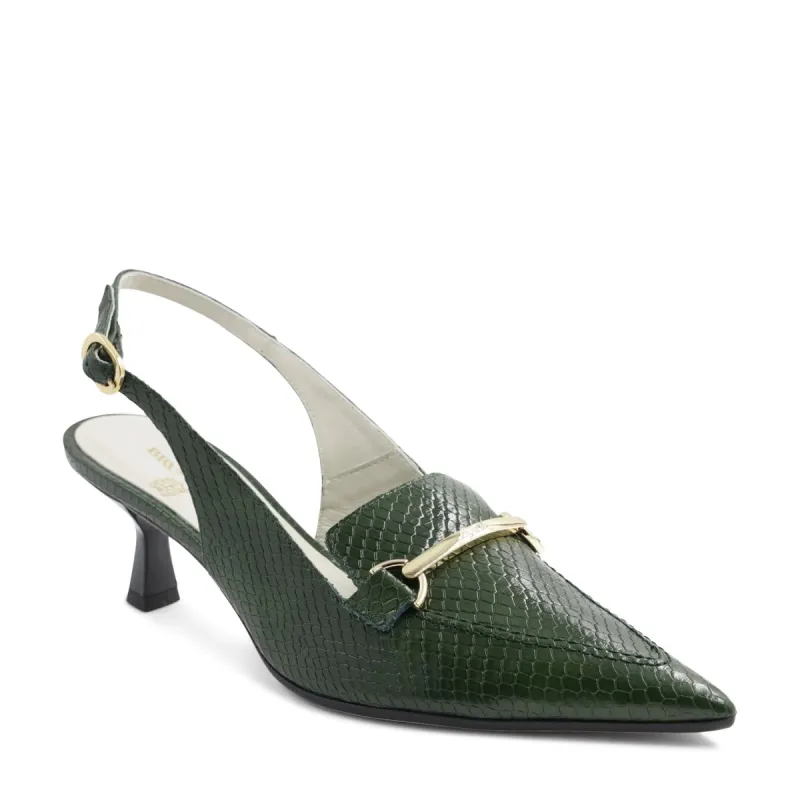 Matilde Leather Slingback Pump - Emerald Viper sold by Bruno Magli