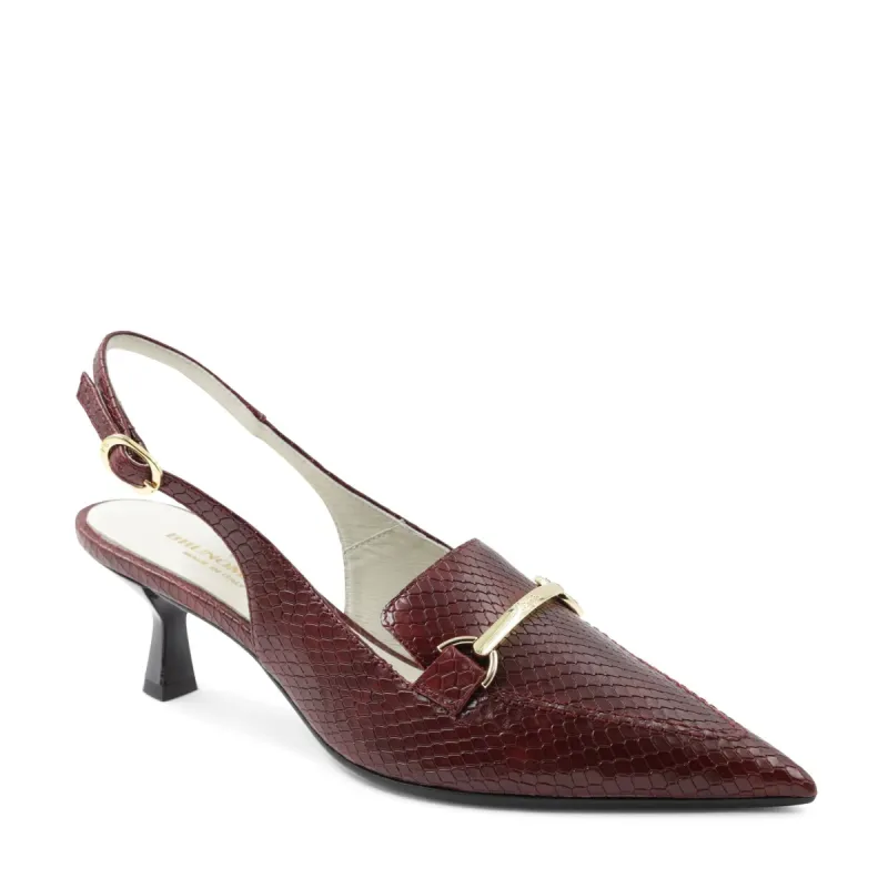 Matilde Leather Slingback Pump - Bordeaux Viper sold by Bruno Magli