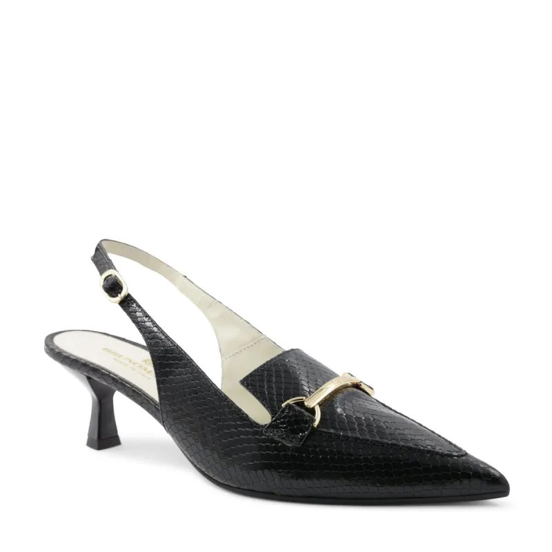 Matilde Leather Slingback Pump - Black Viper sold by Bruno Magli