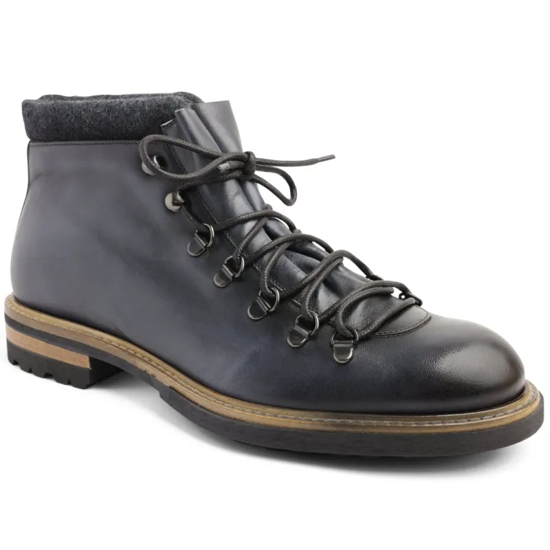 Andez Hand Burnished Alpine Leather Boot - Dark Grey sold by Bruno Magli