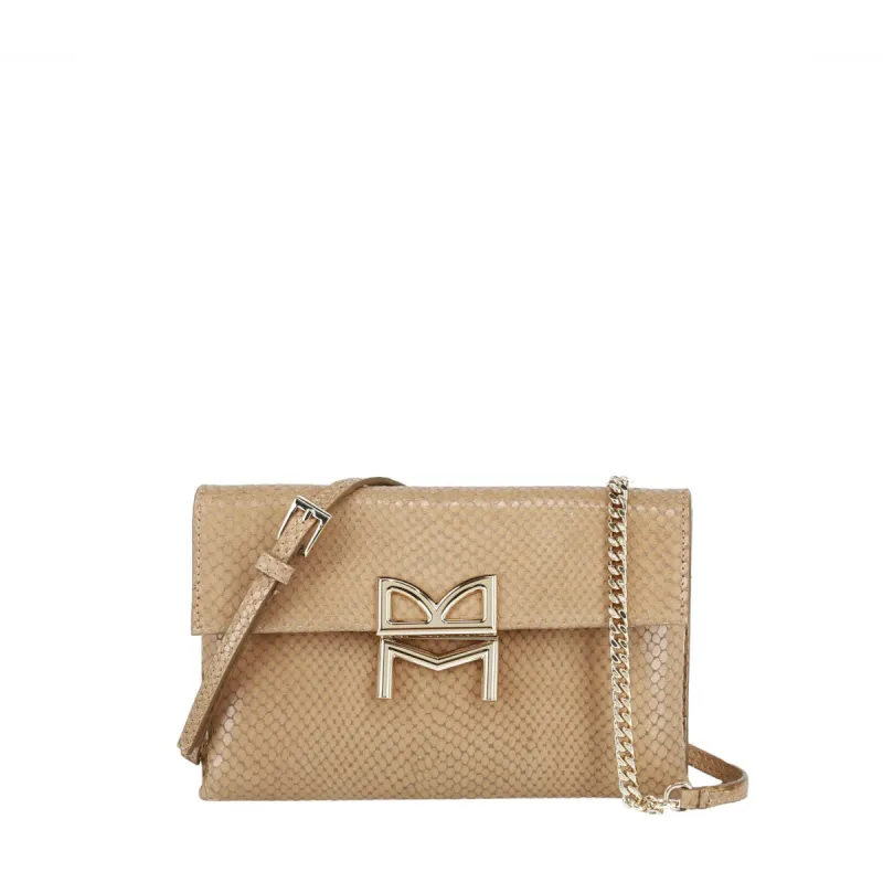 Micro Snake-Embossed Crossbody Bag - Palomino sold by Bruno Magli
