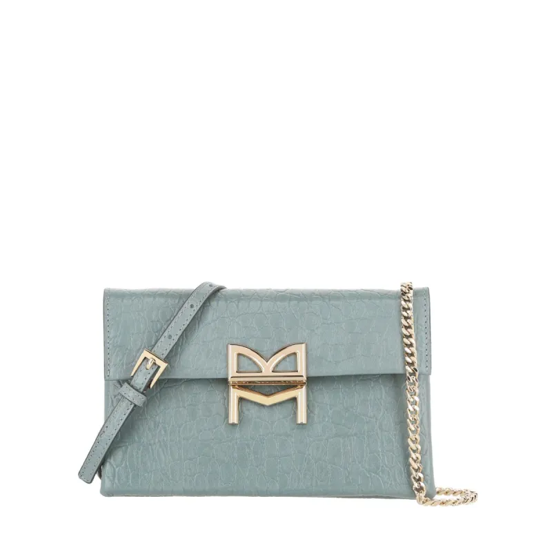 Micro Croc-Embossed Crossbody Bag - Denim Blue sold by Bruno Magli