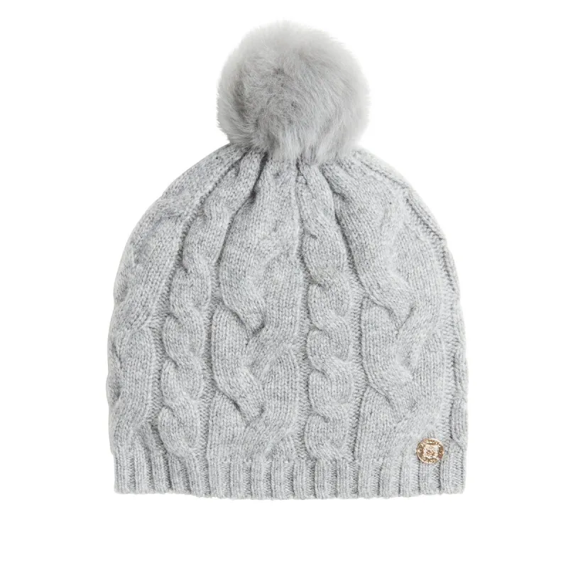 Women's Ombre Cable Slouch Hat with Shearling Pom - Grey sold by Bruno Magli