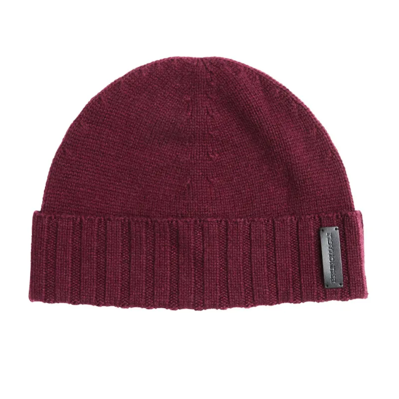 Men's Cashmere Rib Cuff Hat - Bordeaux sold by Bruno Magli
