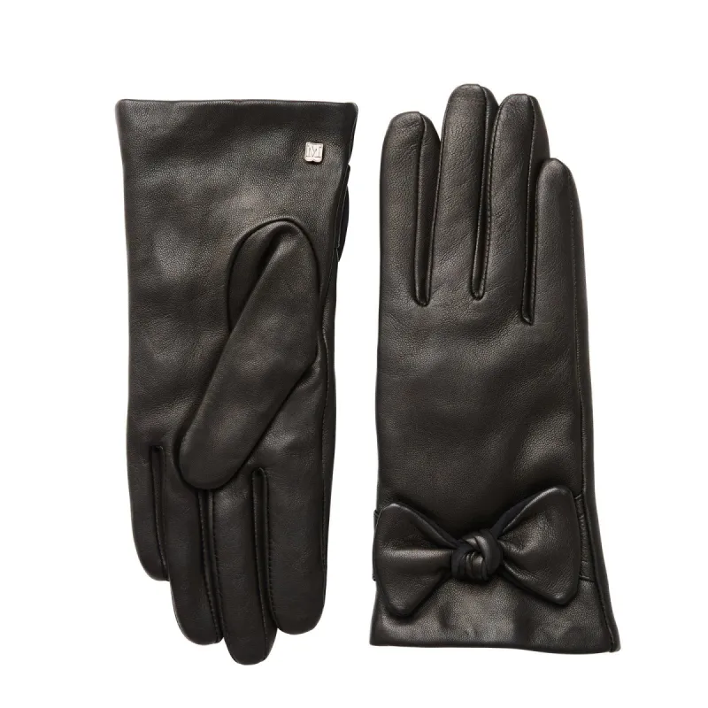 M by Bruno women's knotted bow glove black sold by Bruno Magli