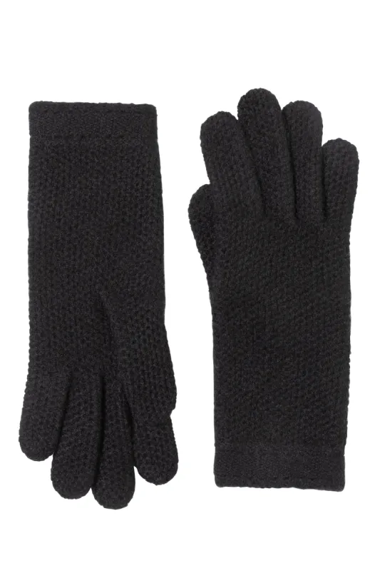 m by bruno honeycomb knit gloves black sold by Bruno Magli