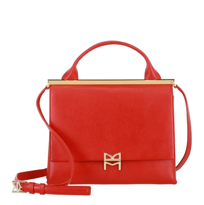 Concertina Top-Handle Satchel Handbag - Red sold by Bruno Magli