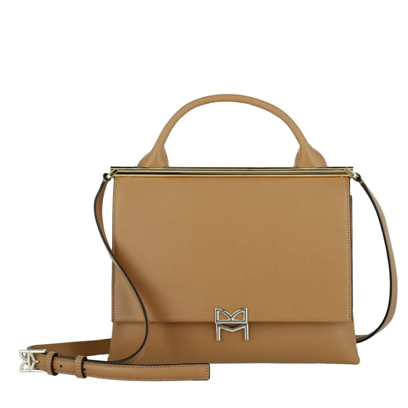 Concertina Top-Handle Satchel Handbag - Latte sold by Bruno Magli