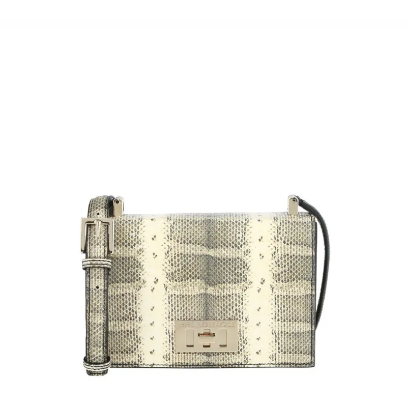 1936 Water-Snake-Embossed Crossbody Bag - Neutral sold by Bruno Magli