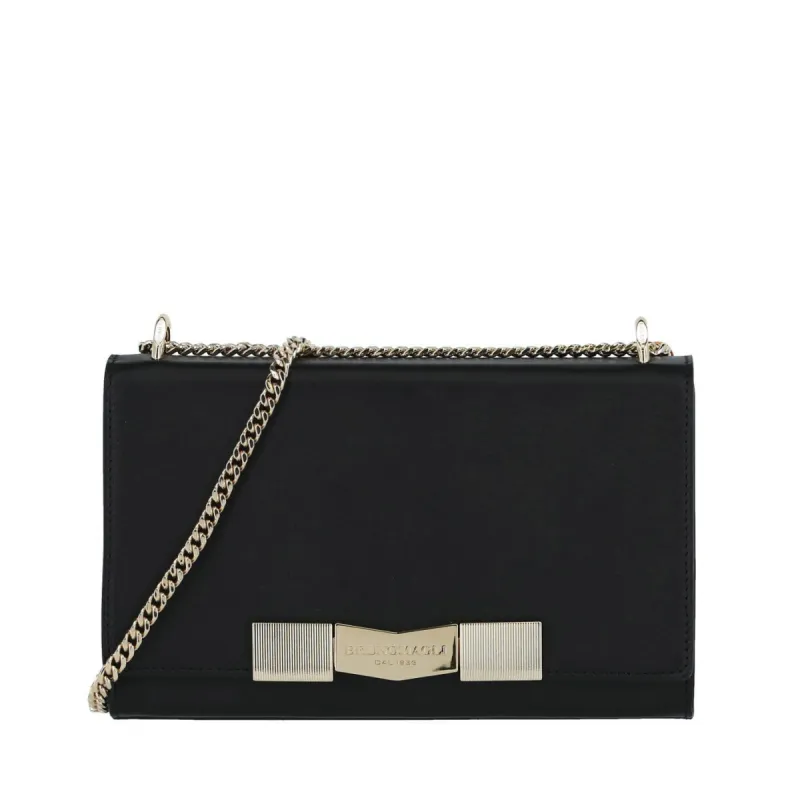 Chiseled M Smooth Leather Shoulder Bag - Black sold by Bruno Magli