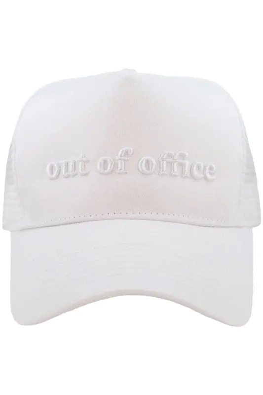 Out of Office Embroidered Trucker Hat - White sold by Buddy Love