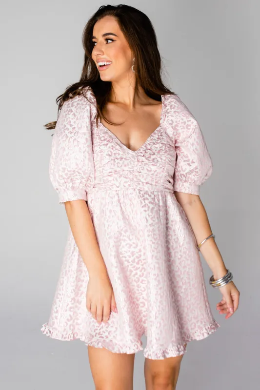 Poppy Puff Sleeve Mini Dress - Pinkie sold by Buddy Love