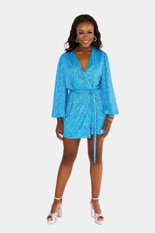 Adeline Sequin Wrap Dress - Blueberry sold by Buddy Love