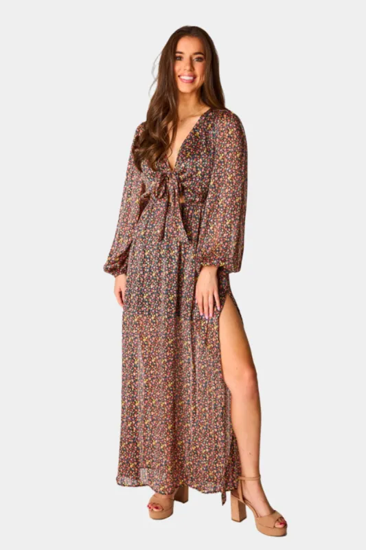 Desirae Long Sleeve Maxi Dress - Color Burst sold by Buddy Love