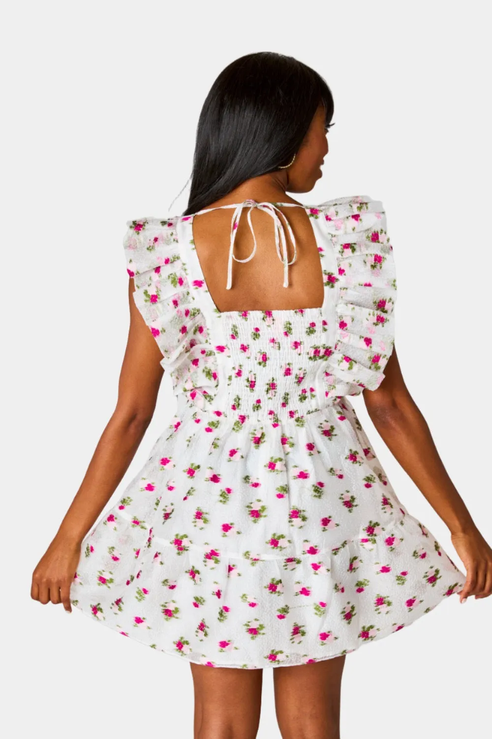 Maddison Ruffle Sleeve Short Dress - Calla Lily sold by Buddy Love product image thumbnail 2