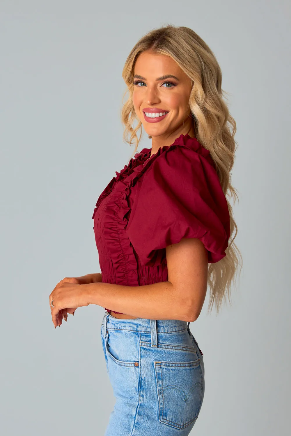 Tandy Puff Sleeve Top - Maroon sold by Buddy Love product image thumbnail 4
