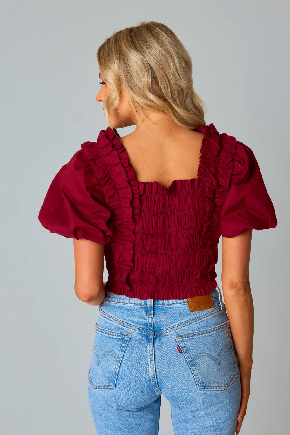 Tandy Puff Sleeve Top - Maroon sold by Buddy Love product image thumbnail 5