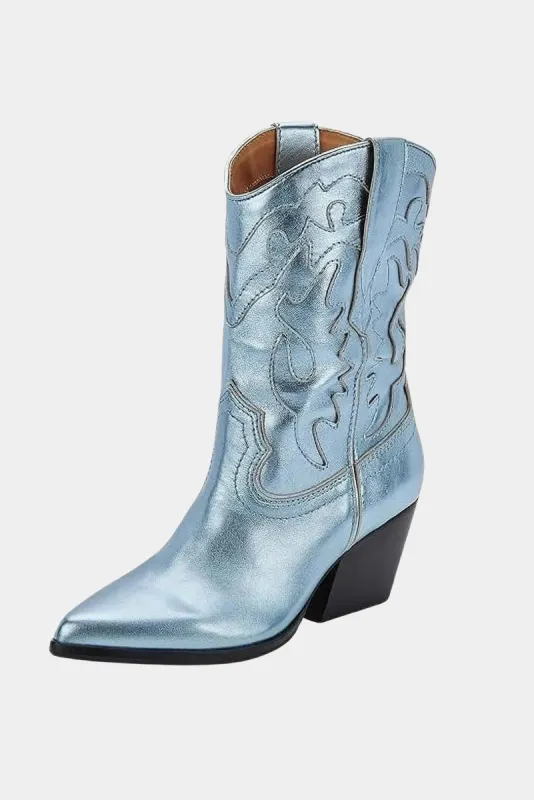 Landen Electric Leather Boots - Blue sold by Buddy Love