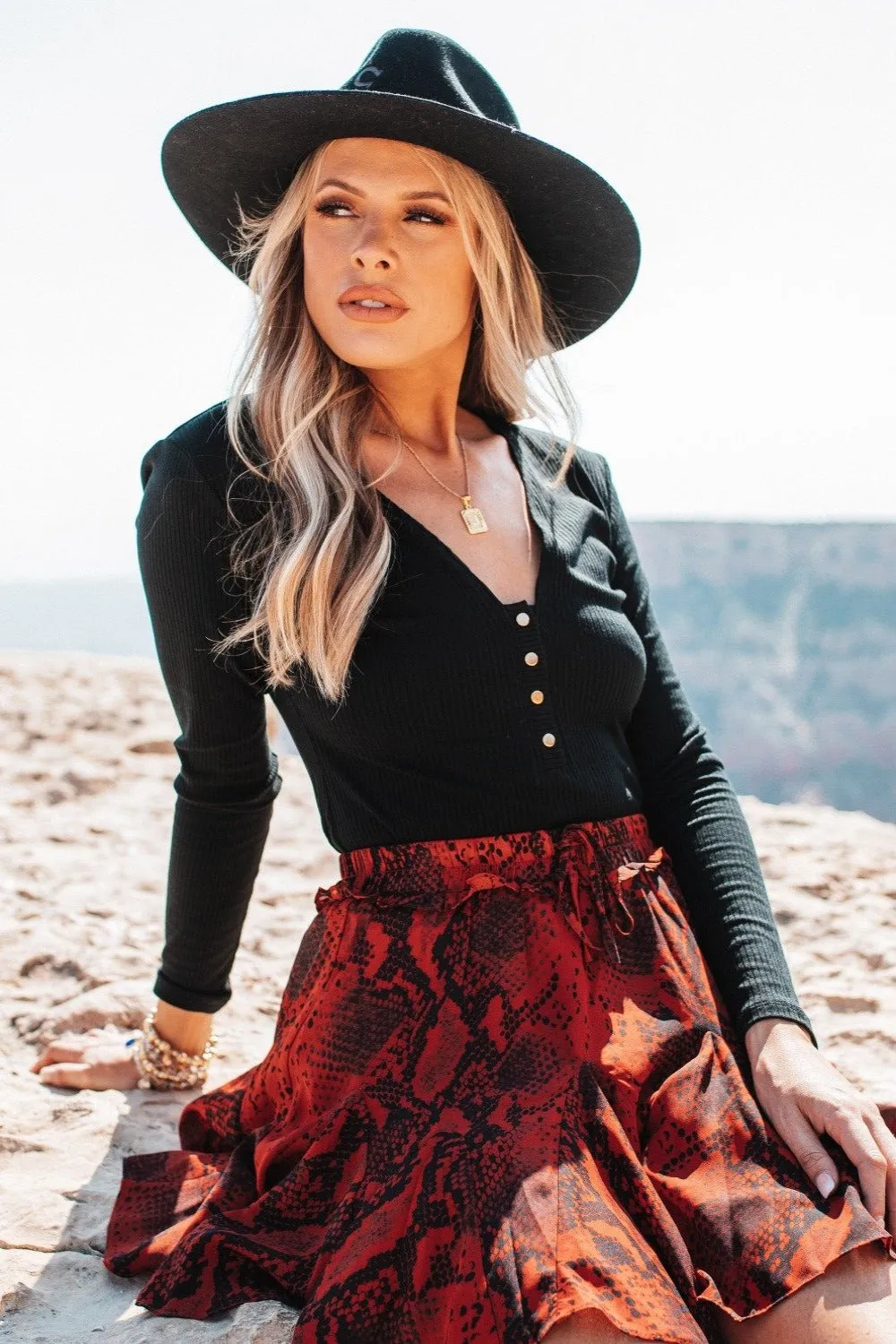 Alexa Button Front Ribbed Bodysuit - Black sold by Buddy Love product image thumbnail 2