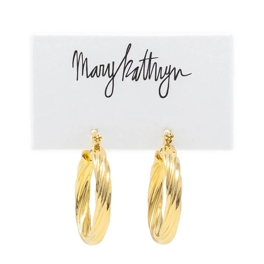Gold Twisted Hoops sold by Buddy Love