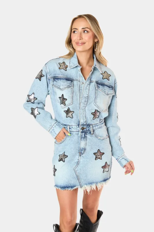 Raelynn Denim Mini Dress - Denim sold by Buddy Love