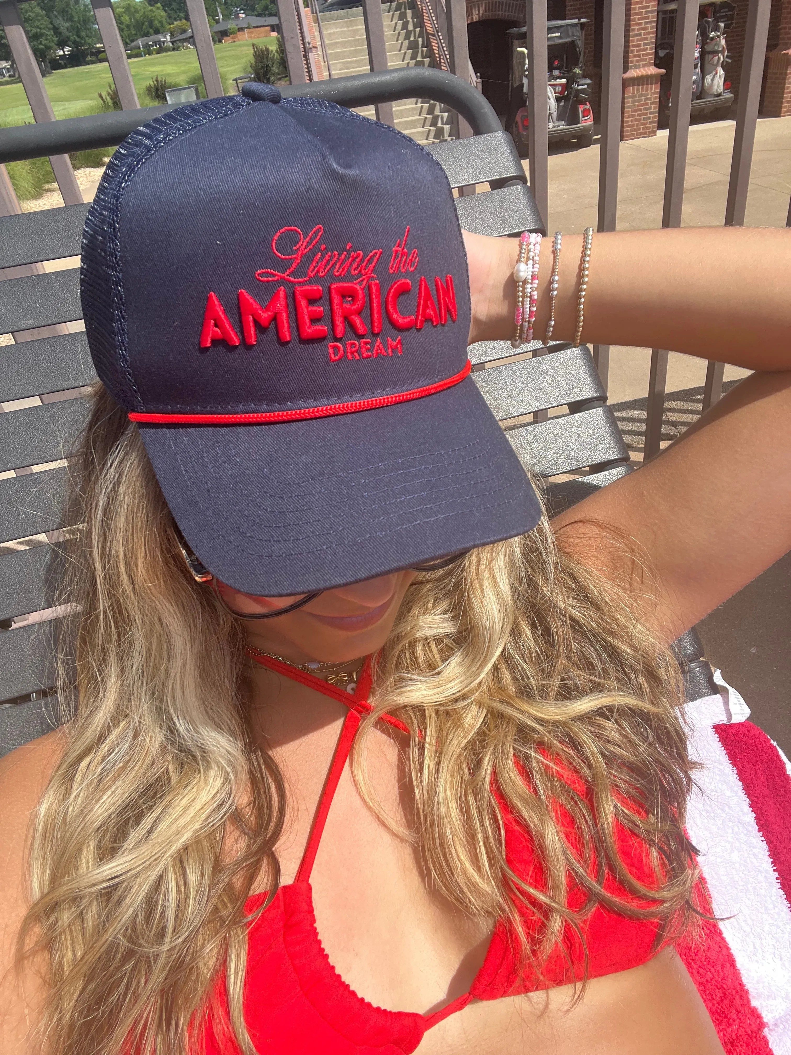 Living The American Dream - Navy Trucker Hat sold by Buddy Love product image thumbnail 4