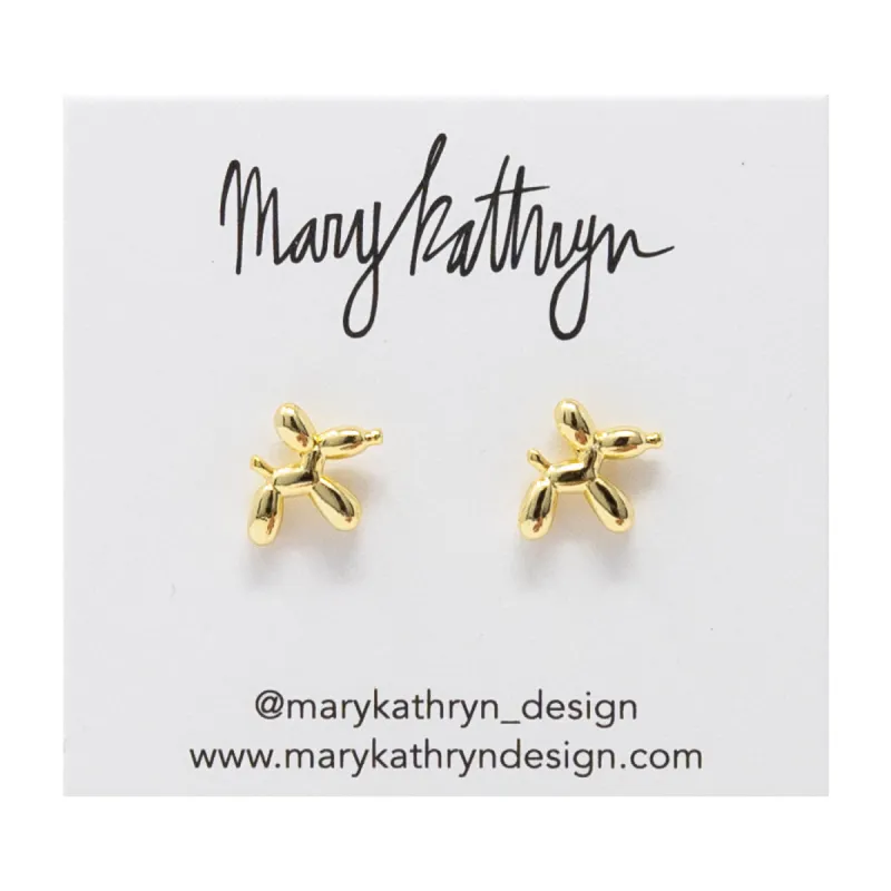 Gold Balloon Dog Studs sold by Buddy Love