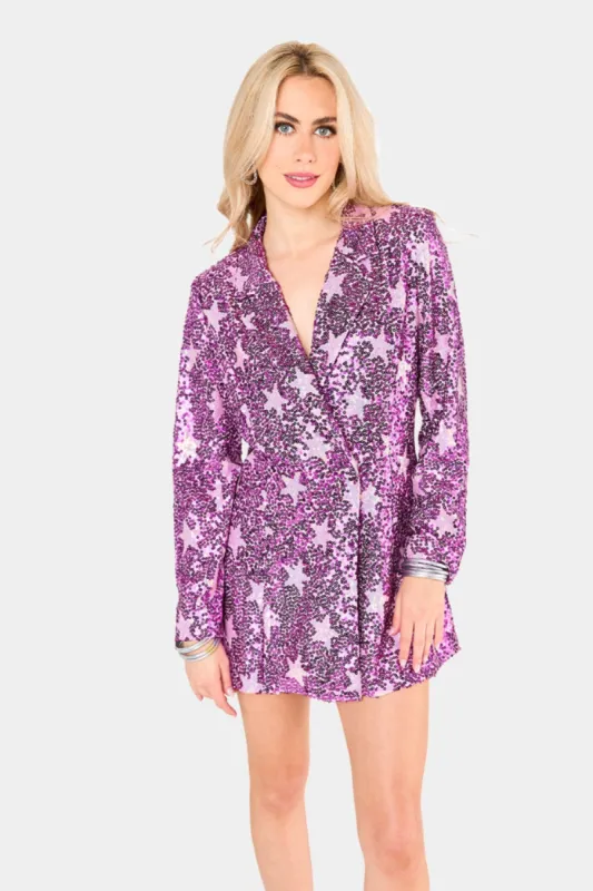 Riley Sequin Blazer Dress - Hypnotic Stars sold by Buddy Love