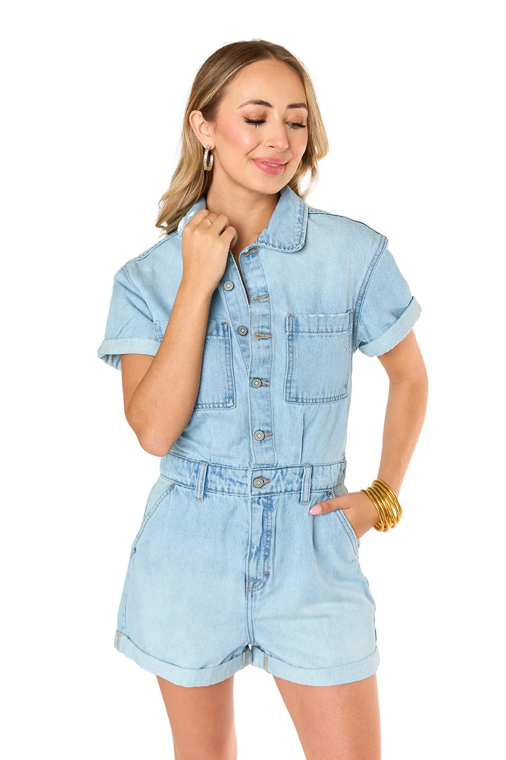 Dylan Denim Romper - Light Wash sold by Buddy Love product image thumbnail 3