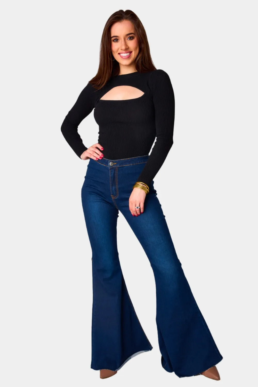 Nadia Long Sleeve Cutout Bodysuit - Black sold by Buddy Love product image thumbnail 5