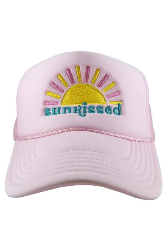 Sunkissed Embroidered Trucker Hat - Light Pink sold by Buddy Love