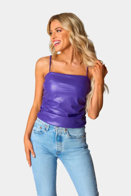 Jolee Vegan Leather Tank Top - Purple sold by Buddy Love