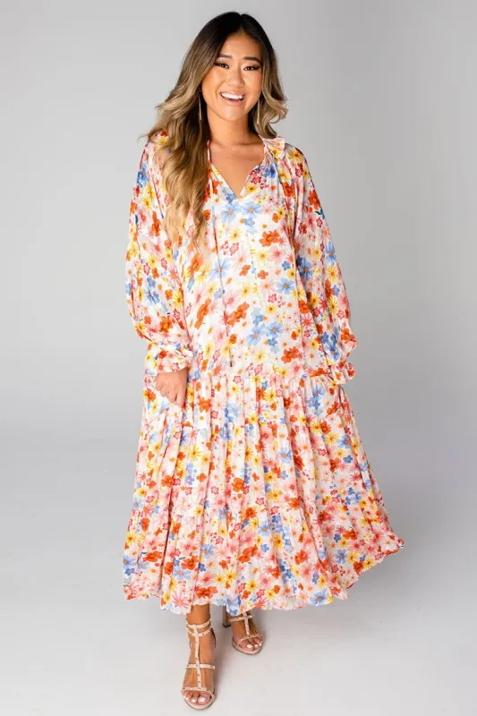 Greta Long Sleeve Maxi Dress - Wild Flower sold by Buddy Love