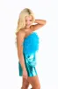 Fancy Strapless Feather Crop Top - Turquoise sold by Buddy Love