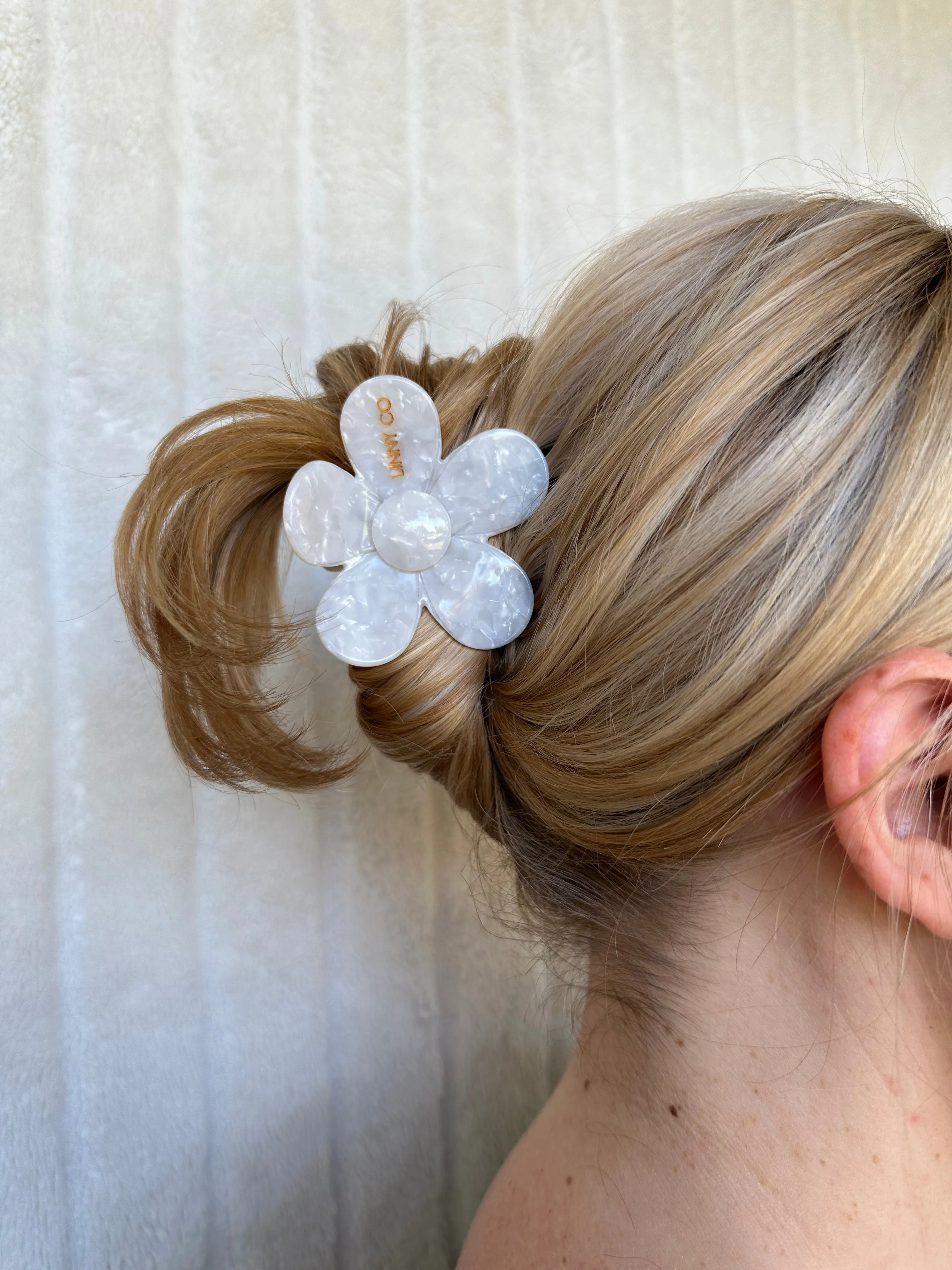 Gigi Flower Hair Clip - Pearl White sold by Buddy Love