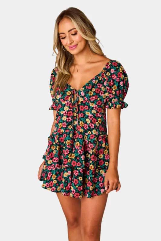 Tammy Ruffle Mini Dress - Botanical sold by Buddy Love